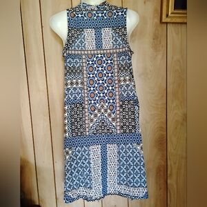J. Jill Asymmetrical Dress in Blue and Black Pattern